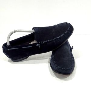 John Varvatos USA Men's Suede Loafers US 8.5 M Navy‎ Slip-On Embroidered Shoes